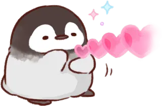 💗 penguin, lucu, hati, cinta, binatang, kartun telegram sticker