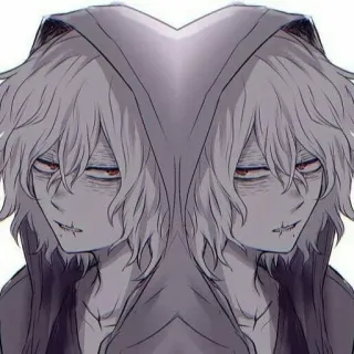 🕸 Tomura Shigaraki My Hero Academia anime, manga, villain, shonen, hoodie, gray hair, red eyes telegram sticker