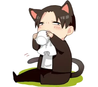 ☕️ anime, cat, chibi, cute, kawaii, cartoon telegram sticker