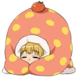 😞 Anime, Manga, Mignon, Dessin animé, Personnage, Orange, Blond telegram sticker