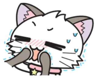 😥 cat, anime, kawaii, cute, sweating, cartoon, blushing whatsapp sticker