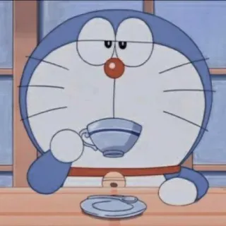 💖 Doraemon doraemon, desenho animado, robô, anime, tomando chá telegram sticker