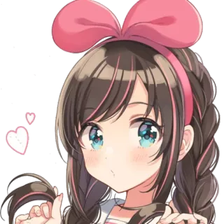 💕 garota anime, fofo, laço rosa, desenho animado telegram sticker