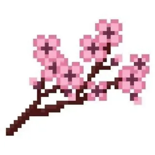 🍓 cherry blossom, sakura, pixel art, flower, nature, spring, botany, aesthetic telegram sticker