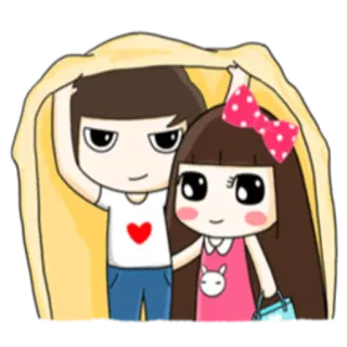 ❤ couple, amour, dessin animé, mignon, relation telegram sticker