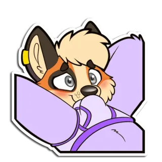 😳 furry, anthro, cute, canine, fox, blushing, shy, sticker telegram sticker