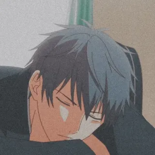 🎻 Anime, Cartoon, Schlafend, Männlich, Sitzend, Entspannt whatsapp sticker