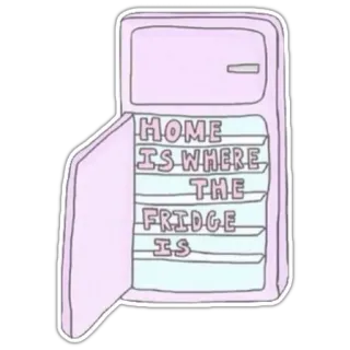 ❄ HOME IS WHERE THE FRIDGE IS fridge, home, food, kitchen, refrigerator, quote telegram sticker
