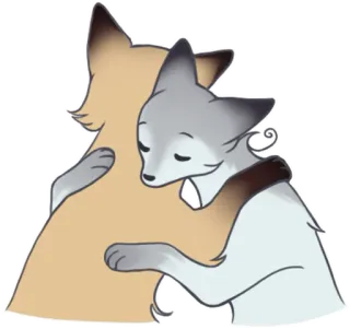🫂 raposa, animal, desenho animado, abraçando, fofo, amizade, amor whatsapp sticker