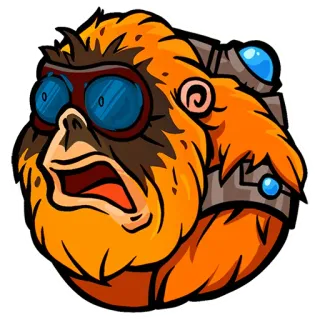 😱 Affe, Menschenaffe, Orange, Blau, Steampunk, Brille telegram sticker