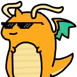😎 Dragonite Pokemon ดราก้อนไนท์, โปเกมอน, อนิเมะ, เกม, การ์ตูน, แว่นกันแดด telegram sticker