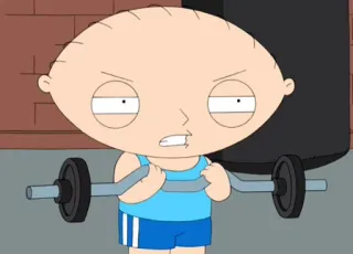💪 Stewie Griffin Family Guy Stewie Griffin, Family Guy, cartoon, baby, exercise, weightlifting telegram sticker