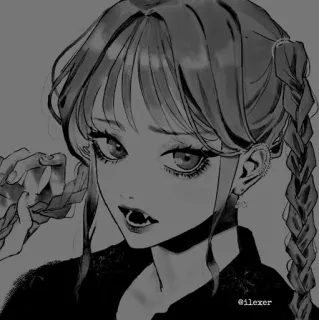 ▪️ anime girl, cartoon, illustration, vampire, fangs, art telegram sticker