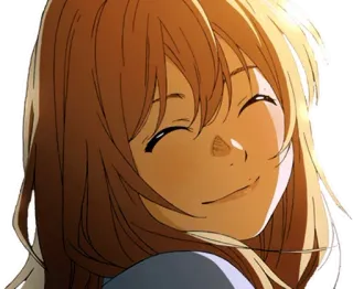 🙂 Kaori Miyazono Your Lie in April Anime, Ragazza, Sorriso, Allegra, Personaggio, Illustrazione, Carino telegram sticker