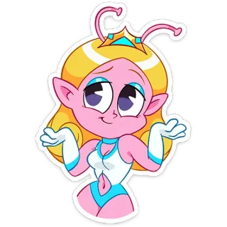 🤷‍♀️ Dibujo animado, Alien, Princesa, Lindo, Ilustración telegram sticker