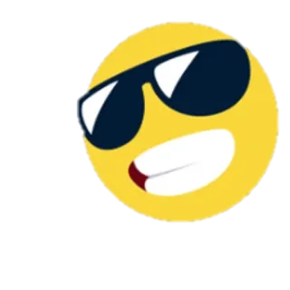😎 อิโมจิ, ยิ้ม, แว่นกันแดด, เท่, สีเหลือง, หน้า telegram sticker