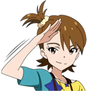 👍 anime, saluto, cartone animato, personaggio, ragazza telegram sticker