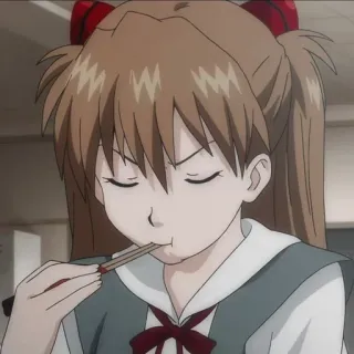 😒 Asuka Langley Soryu Neon Genesis Evangelion Anime, Chica, Comiendo, Asuka Langley Soryu, Neon Genesis Evangelion, Personaje telegram sticker