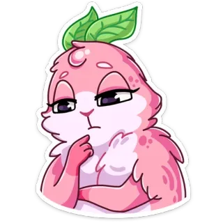 🤔 การ์ตูน, น่ารัก, สีชมพู, สิ่งมีชีวิต, สัตว์, สติกเกอร์ telegram sticker