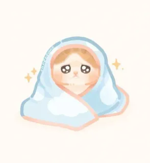 🐱 chat, chaton, serviette, mignon, kawaii, animal telegram sticker