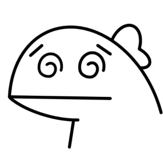 🤕 étourdi, confus, dessin animé, personnage, yeux en spirale, simple, contour whatsapp sticker