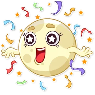 🌝 Mond, Feier, Konfetti, Cartoon, Emoji, Sticker telegram sticker