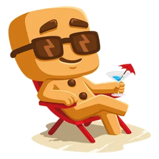 🏖 gingerbread man, beach, sunglasses, cocktail, relaxation, summer telegram sticker