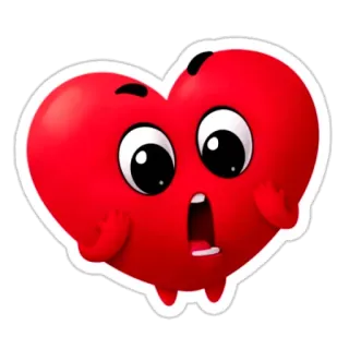 😲 爱心, 表情符号, 爱, 可爱, 红色, 卡通 telegram sticker