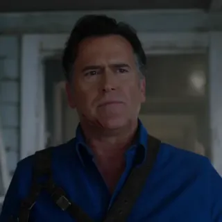 ☺️ Ash Williams Evil Dead Эш Уильямс, Зловещие мертвецы, Фильм ужасов, Брюс Кэмпбелл, Хоррор-комедия telegram sticker