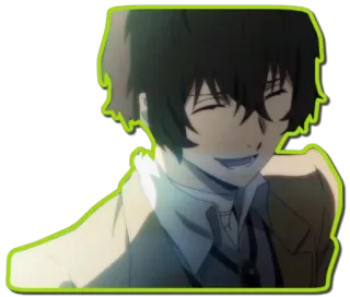 😂 Dazai Osamu Bungo Stray Dogs Anime, Bungo Stray Dogs, Dazai Osamu, uśmiechnięty, postać telegram sticker