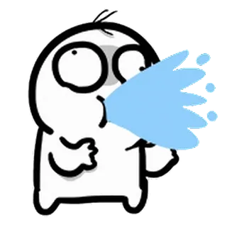 🤮 Cartoon, Weiß, Blau, Figur whatsapp sticker