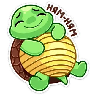 🌽 ням-ням turtle, cute, animal, cartoon, happy, food whatsapp sticker