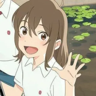 🎭 Anime, Menina, Uniforme escolar, Acenando telegram sticker