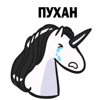 😔 ПУХАН Einhorn, traurig, weinend, Cartoon, Tier telegram sticker