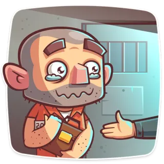 🔓 cartoon, jail, prison, prisoner, sad, crying telegram sticker