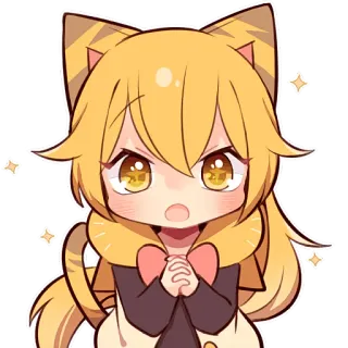 🤩 anime girl, cat girl, chibi, cute, kawaii, sparkle telegram sticker