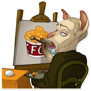 🍗 KFC anthropomorphic, animal, painting, food, KFC, bucket, chicken telegram sticker