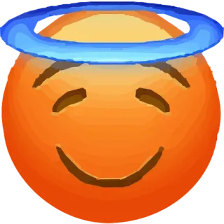 🤗 Emoji, Engel, Heiligenschein, Orange, Lächelnd, Kawaii whatsapp sticker