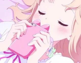 💗 Anime, Ragazza, Telefono, Rosa, Carino, Kawaii, Cartone animato telegram sticker