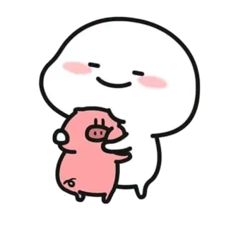🪃 Hoạt hình, Dễ thương, Ôm, Heo, Nhân vật, Sticker telegram sticker