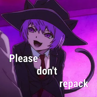 💞 Please don't repack Аниме, Девушка-кошка, Пожалуйста, Не надо, Перепаковка telegram sticker