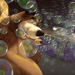 🧸 bear, bubbles, cartoon, funny, cute telegram sticker