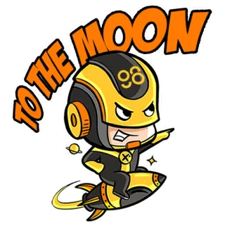 😎 TO THE MOON Cartoon, Rakete, Mond, Finanzen, Kryptowährung, Weltraum telegram sticker