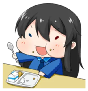 🍗 anime, cartoon, eating, lunch, school lunch, cute telegram sticker