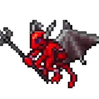🌟 demon, pixel art, red, devil, game telegram sticker