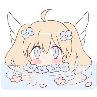😶 Anime, Ange, Mignon, Fleurs, Kawaii, Ailes telegram sticker
