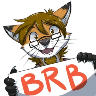 🏃 BRB лиса, фурри, мультфильм, животное, скоро буду, очки telegram sticker