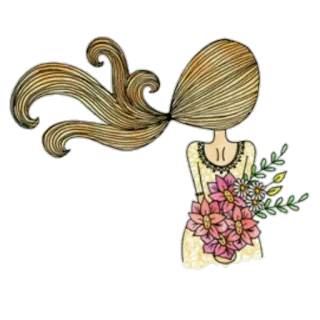 💐 donna, vestito, fiori, capelli, disegno, ragazza telegram sticker