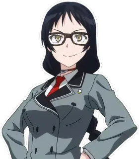 😋 anime, character, girl, glasses, uniform whatsapp sticker