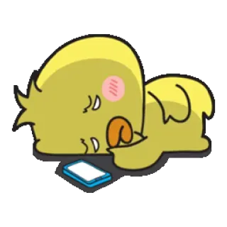 🙁 sleeping, tired, cartoon, yellow, duck, smartphone telegram sticker
